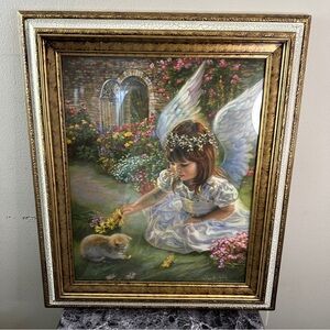Sandra Kuck Angel Girl Garden Framed Print 16x20 Ornate Gold Frame Home Decor